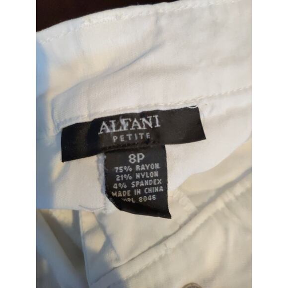 Women's 8P Alfani Petite White Pants Medium PM twill stretch lightweight summer - Picture 4 of 4